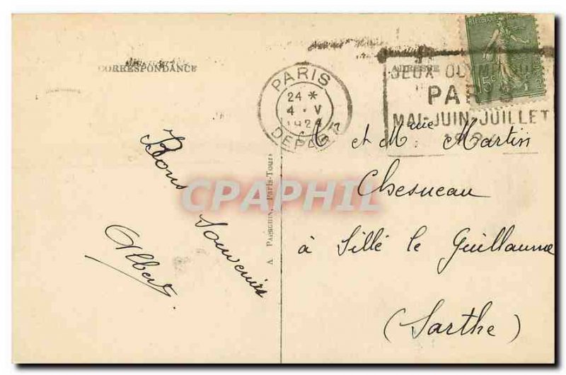 Old Postcard Panorama Paris on the Seine to Notre Dame and quotes