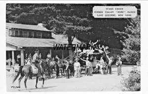 LAKE LUZERNE NEW YORK~DUDE RANCH~LOT OF 4 POSTCARDS-BUILDING-HORSES-STAGECOACH