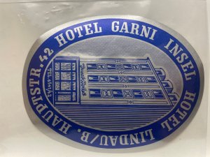 Hotel Garni Inself Hotel Lindau Luggage Label Germany Silver Blue