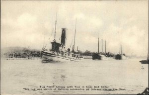 CAPE COD CANAL MA Tugboat Perth Amboy c1910 Postcard