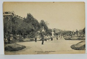 Madrid Salon del Prado Peoole Monuments Postcard N9