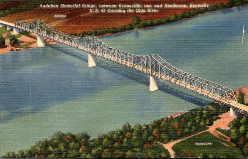 Indiana Evansville Audubon Memorial Bridge 1944 Curteich