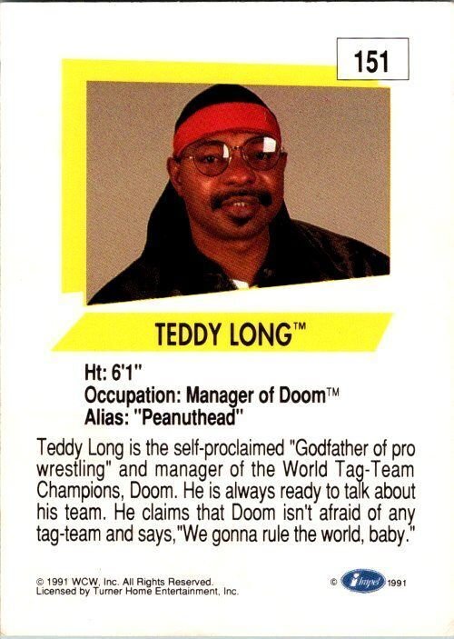 1991 WCW Wrestling Card Teddy Long sk21101
