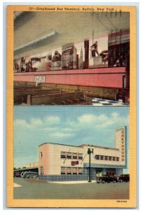 Buffalo New York Postcard Greyhound Bus Terminal Building 1950 Vintage Antique