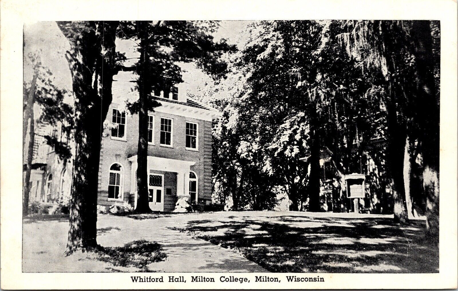 Whitford Hall Milton College Wisconsin WI Postcard VTG UNP Etch Tone
