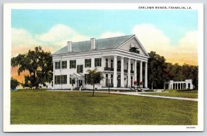 Vintage Postcard Oak Lawn Manor Big House Yard Greenfield Franklin Louisiana LA
