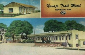 Monticello Utah Postcard Navajo Trail Motel Roadside Highway 160 Advertising