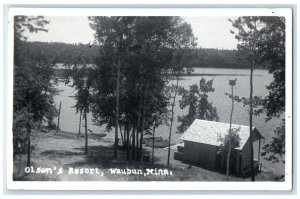 c1940 Olsen's Resort Exterior View Building Waupun Minnesota RPPC Photo Postcard