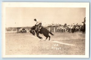 Griggs Postcard RPPC Photo Cowboy Rodeo Horses c1930's Unposted Vintage