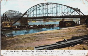 Pittsburgh 6th Avenue Bridge Allegheny River Pennsylvania Postcard C083