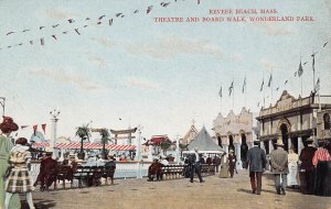 Wonderland Amusement Park Boardwalk Revere Beach Massachusetts 1910c postcard
