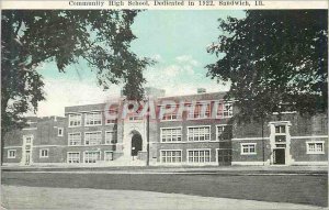 Postcard Modern Community High School Dedicated in 1922 Sandwich