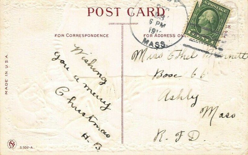 Proclamation a Joyous Christmas Red Robed Santa Claus Embossed Postcard