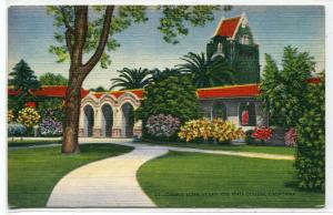 San Jose State University Campus Scene California 1952 linen postcard