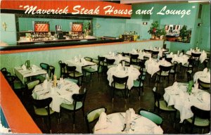Dining Room, Maverick Steak House and Lounge Hackensack NJ Vintage Postcard D62