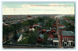1913 Rochester IN, Aerial View of Houses from Court House Tower IN Postcard 