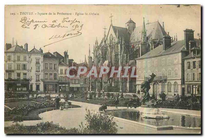 CARTE Postal Square of Old Troyes Prefecture Church St Urbain