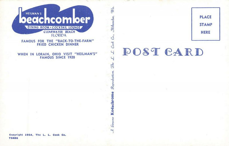 Clearwater FL Beachcomber Restaurant Old Cars Postcard