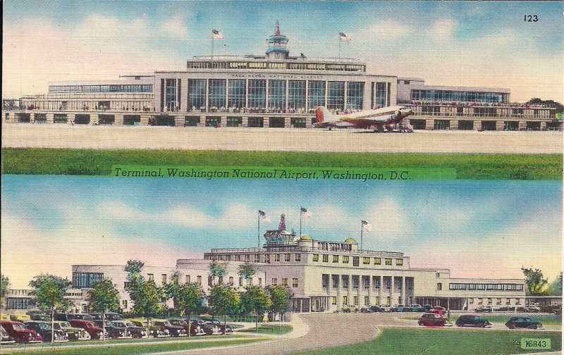 Washington DC National Airport, Cars, Two Views, Airplanes, 1940-50