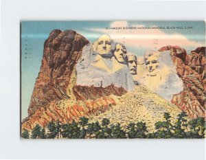 Postcard Mount Rushmore National Memorial Black Hills South Dakota USA