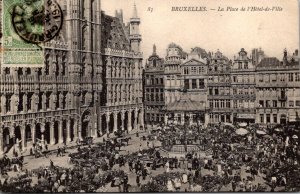 Belgium Brussels La Place de l'Hotel de Ville 1906