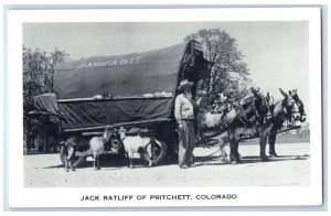 c1950's Jack Ratliff Of Pritchett Colorado CO, Horse Wagon Covered Goat Postcard