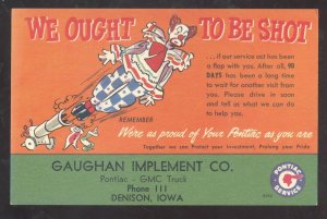 DENISON IOWA GAUGHAN IMPLENT CO. PONTIAC CAR DEALER ADVERTISING POSTCARD