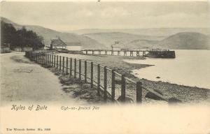 Vintage Printed Postcard; Kyles of Bute, Tigh-na-Bruaich Pier, Scotland unposted