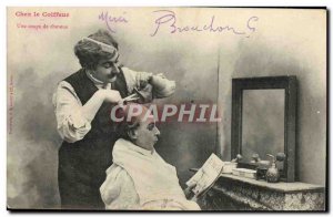 Old Postcard With A Wig Barber haircut