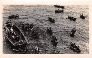 US25 postcard Spain Madeira life boats and boats real photo british expedition