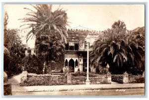 The Villa Zorayda Scene Street St. Augustine Florida FL RPPC Photo Postcard 
