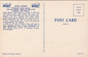 Motel Stevens Carlsbad NM Postcard PC428