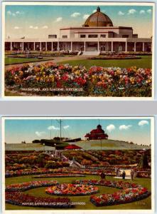 2 Valentine Postcards   FLEETWOOD, England  UK    MARINE GARDENS, HALL, Mount