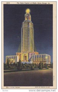 The State Capitol at night, Baton Rouge, Louisiana,  30-40s