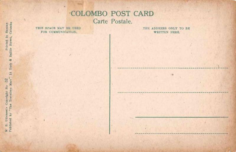 Colombo Sri Lanka Canal Antique Postcard J46494