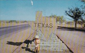 Baby In Front Of Texas State Sign Texas 1960