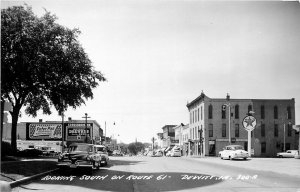 Postcard RPPC 1950s Iowa Dewitt Texaco gas station Cook autos Route 61 24-169