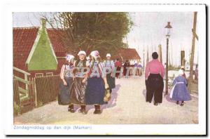 Postcard Old Marken Zondagmiddag Op Den Dijk Folklore