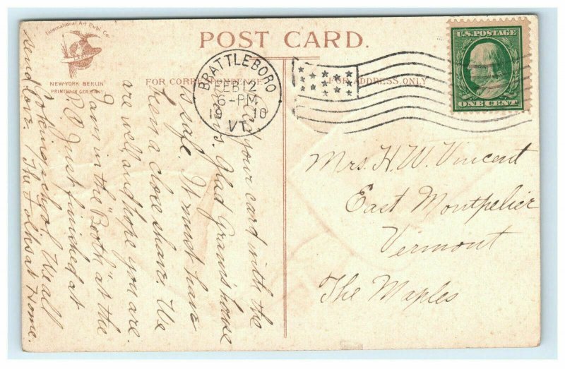 Valentine Clown Clapsaddle Unsigned Postcard Hearts Girl Lightly Embossed