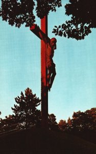 Vintage Postcard The Catholic Shrine World's Largest Crucifix Indian River Mich.