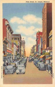 Felix Street Scene Cars St Joseph Missouri linen postcard