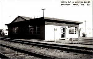 Real Photo Postcard Green Bay and Western Railroad Depot Wisconsin Rapids~134761