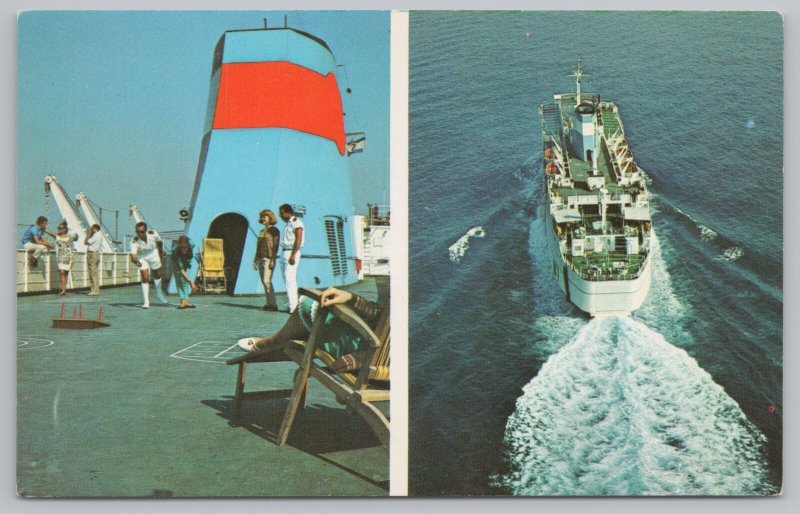 Transportation~Ship~MV Nili~American Cruise Lines~View on Deck~Vintage Postcard 
