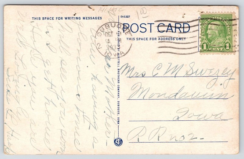 Dubuque Iowa~Sunny Crest Tuberculosis Sanatorium On Hill~1933 Postcard