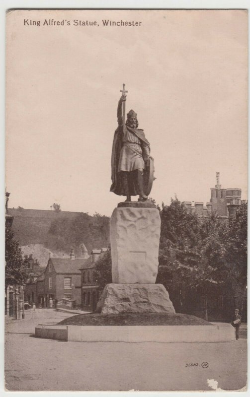 Hampshire; King ALfred's Statue, Winchester PPC By Valentines, c 1920's 