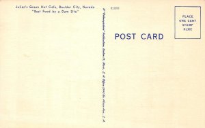 Boulder City, Nevada JULIAN'S GREEN HUT CAFE Roadside 40s Linen Vintage Postcard