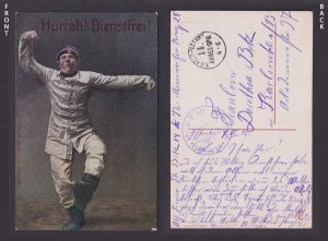 Vinatge postcard GERMANY WWI Patriotic Humor Dancing Soldier Feldpost