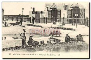 Old Postcard Courseulles Sur Mer cleaning oysters TOP