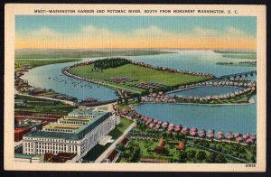 DC Washington Harbor and Potomac River South from Monument LINEN