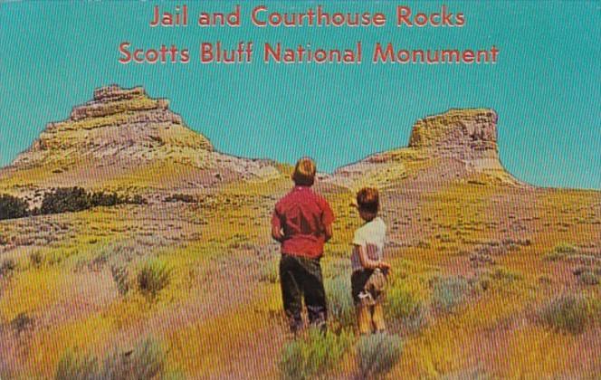 Nebraska Jail and Courthouse Rocks Scotts Bluff National Monument Near Bridge...